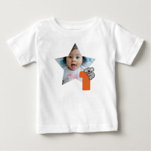 Camiseta Para Bebê Foto Personalizada Aniversário de 1 Ano, Um Doce A