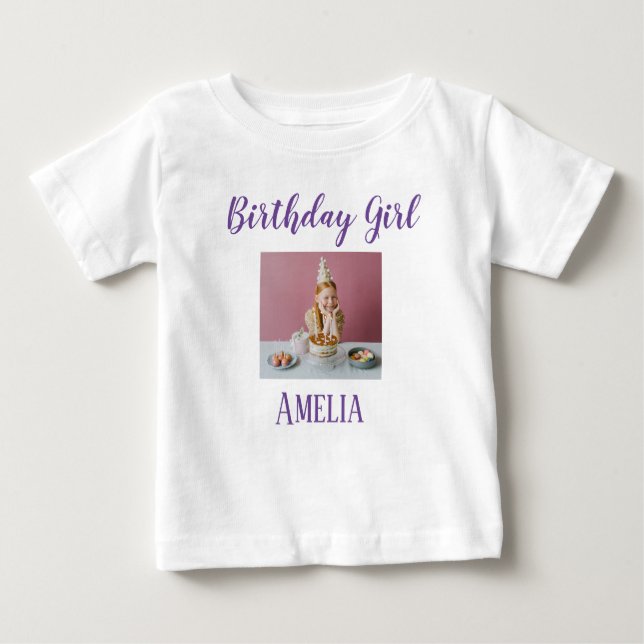 Camiseta Para Bebê Foto personalizada, bebê de aniversário (Frente)