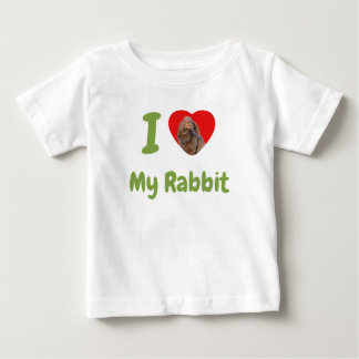 Camiseta Para Bebê Foto Personalizada Eu Amo Meu Coelho Holland Lop