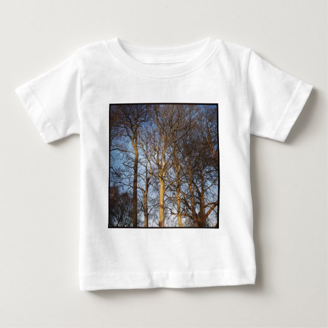 Camiseta Para Bebê Foto Quadrada - Árvores de Inverno Sunlit (Frente)