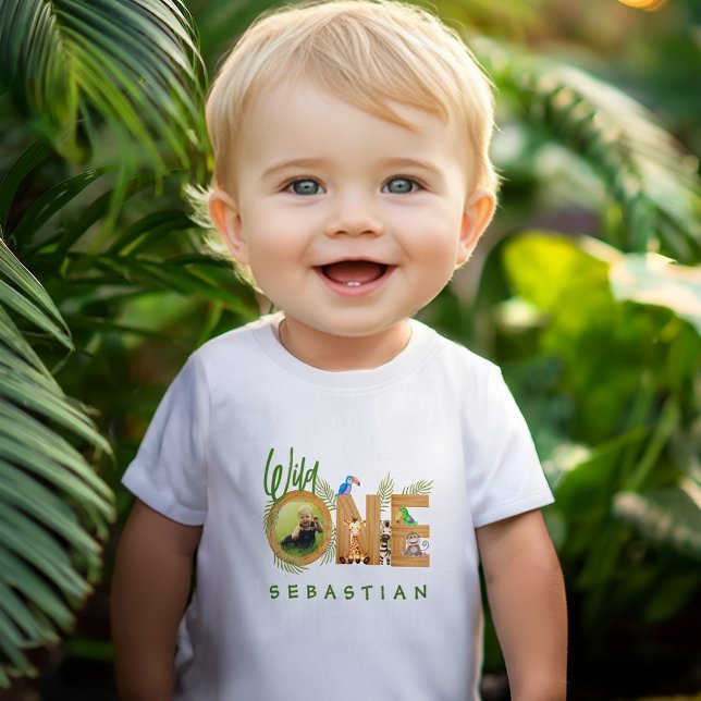 Camiseta Para Bebê Fotos de Animais do Jungle para o 1º Aniversário d (Criador carregado)