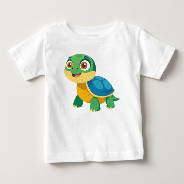 Camiseta Para Bebê Fotos de tartaruga e concha (Frente)