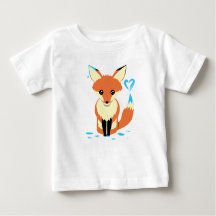 Fox Baby Painting Blue Heart With Tail