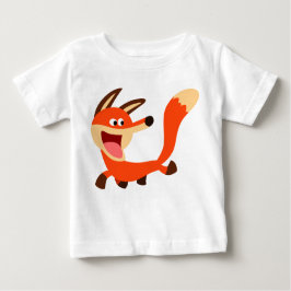Camiseta Para Bebê Fox Baby T-Shirt - Cartoon Mischievous Bonita
