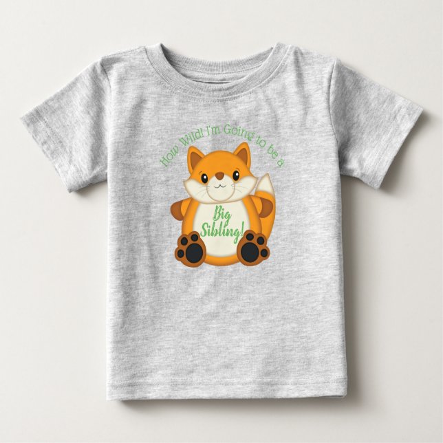 Camiseta Para Bebê Fox Chá de fraldas Verde (Frente)