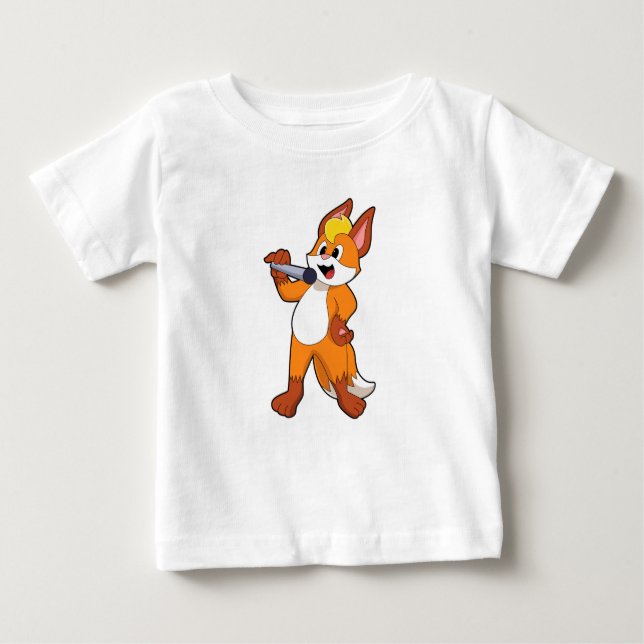 Camiseta Para Bebê Fox como Cantor com Microfone (Frente)