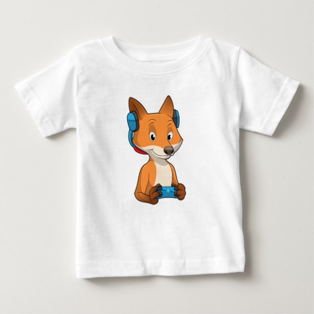 Camiseta Para Bebê Fox como Jogador com Joystick (Frente)