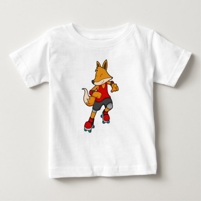 Camiseta Para Bebê Fox como Patinador com skates Roller (Frente)