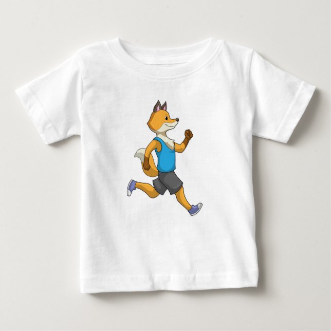 Camiseta Para Bebê Fox como Runner em Execução (Frente)