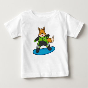 Camiseta Para Bebê Fox como Snowboarder com Snowboard