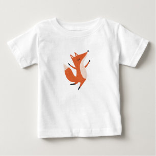 Camiseta Para Bebê Fox Cute Art Dançar