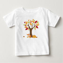 Camiseta Para Bebê Fox de outono com Abóbora