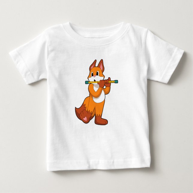 Camiseta Para Bebê Fox em Música com Flute.PNG (Frente)