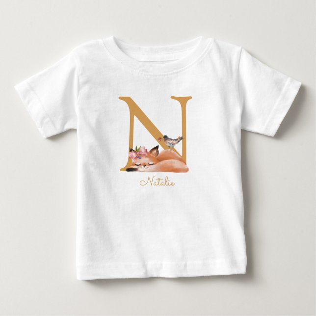 Camiseta Para Bebê Fox Ilustração Mãe De Bebê (Frente)