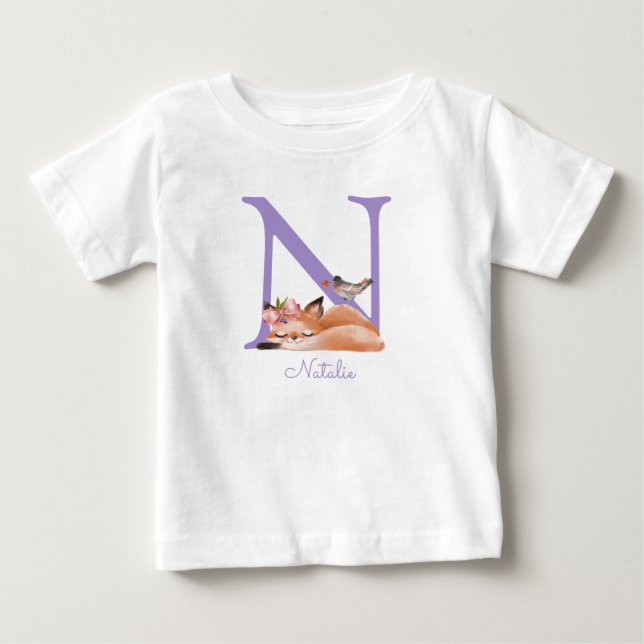 Camiseta Para Bebê Fox Ilustração Mãe De Bebê (Frente)