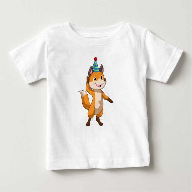 Camiseta Para Bebê Fox na Festa com chapéu da Festa (Frente)