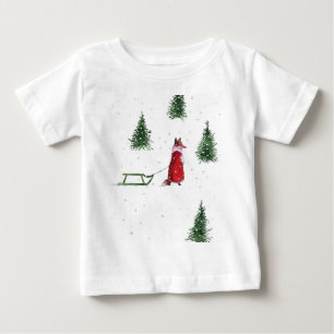 Camiseta Para Bebê Fox Snow Winter Christmas — Ilustração