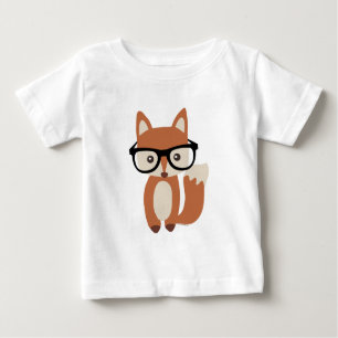 Camiseta Para Bebê Fox w/Glasses do bebê do hipster
