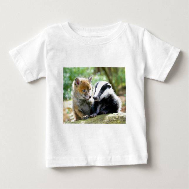 Camiseta Para Bebê Foxcub e Badger Cute! (Frente)