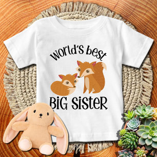 Camiseta Para Bebê Foxy Fox Melhor Irmã Mais Velha do Mundo