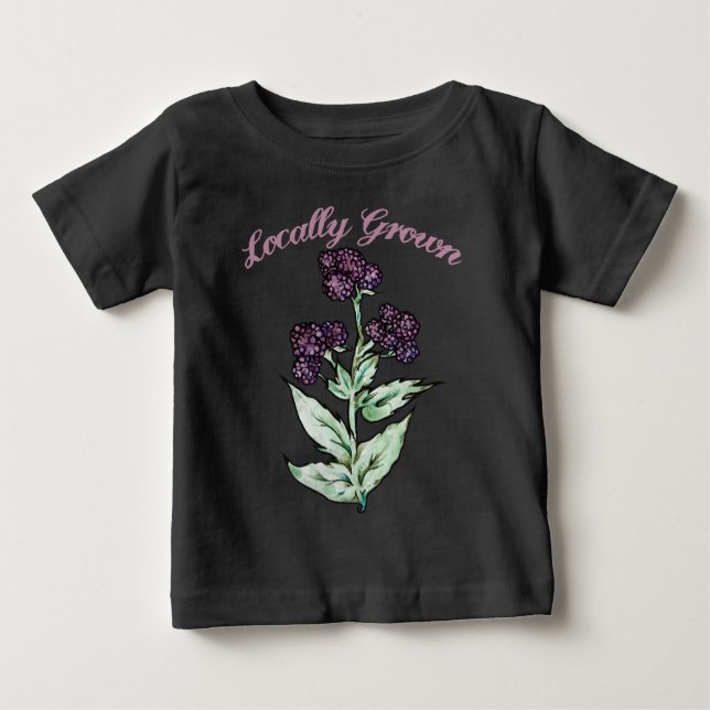 Camiseta Para Bebê Framboesa Preta Cultivada Localmente (Frente)