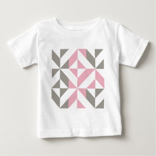 Camiseta Para Bebê Framboesa rosa e ZigZag geométrica prateada