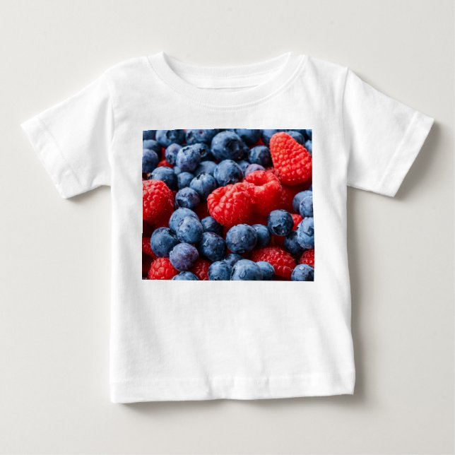 Camiseta Para Bebê Framboesas e amoras-vivas (Frente)