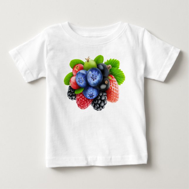 Camiseta Para Bebê Framboesas frescas (Frente)