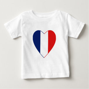 Camiseta Para Bebê França Flag Heart Shirt