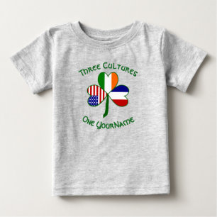 Camiseta Para Bebê França Irlanda EUA Trevo Bandeira Personalizada 