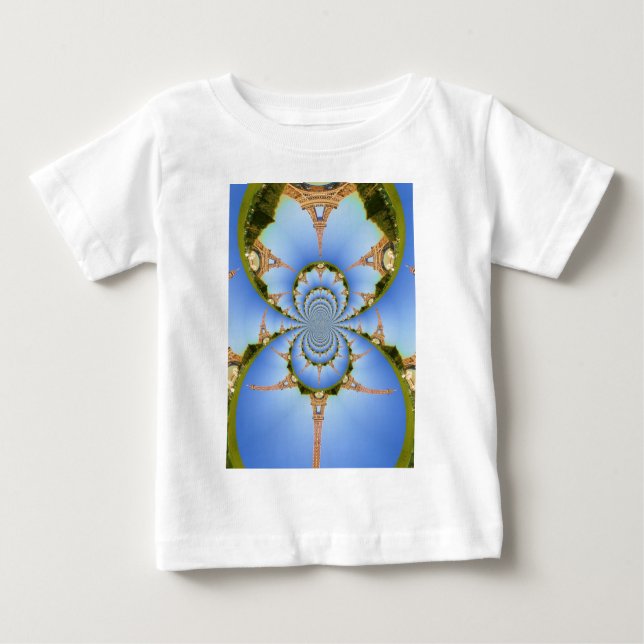 Camiseta Para Bebê França Paris Eiffel Torre Caleidoscope Blue Lovely (Frente)