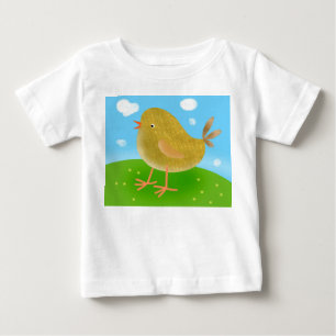 Camiseta Para Bebê frango de malha fofa amarela