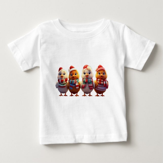 Camiseta Para Bebê Frango de Natal (Frente)