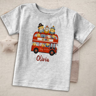 Camiseta Para Bebê Frangos Lindos no Ônibus de Dois Andares de Londre