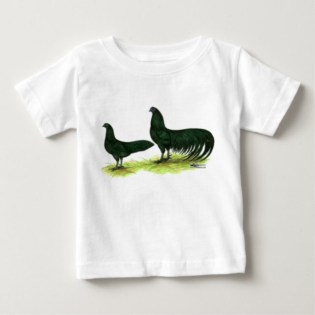 Camiseta Para Bebê Frangos Pretos de Sumatra (Frente)