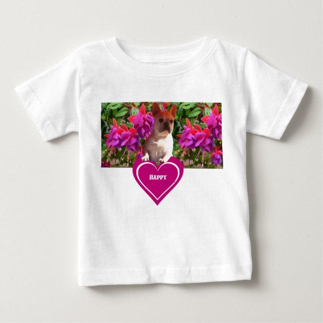 Camiseta Para Bebê Französische Bulldogge Herz French Bulldog Mutter (Frente)