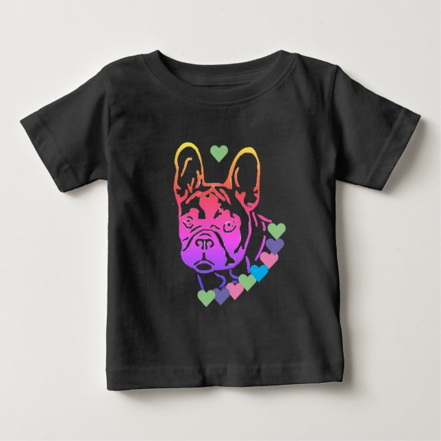 Camiseta Para Bebê Französische Bulldogge Herzhalsband French Bulldog (Frente)