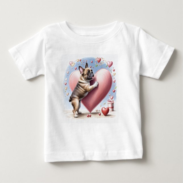 Camiseta Para Bebê Französische Bulldogge Herzsprung French Bulldog (Frente)