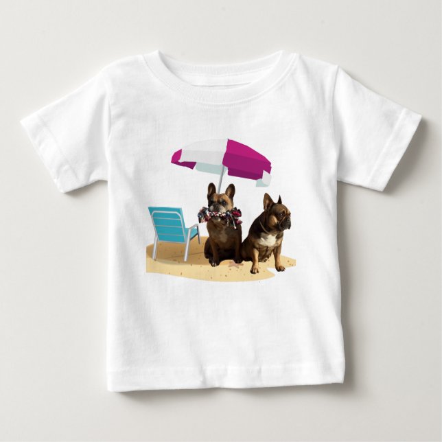 Camiseta Para Bebê Französische Bulldogge Meer French Bulldog Urlaub (Frente)