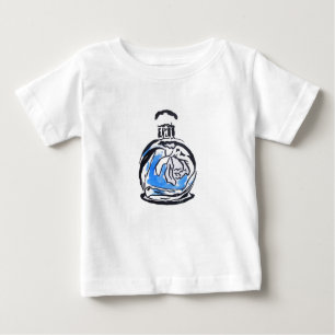Camiseta Para Bebê Frasco de perfume de ilustração de moda azul