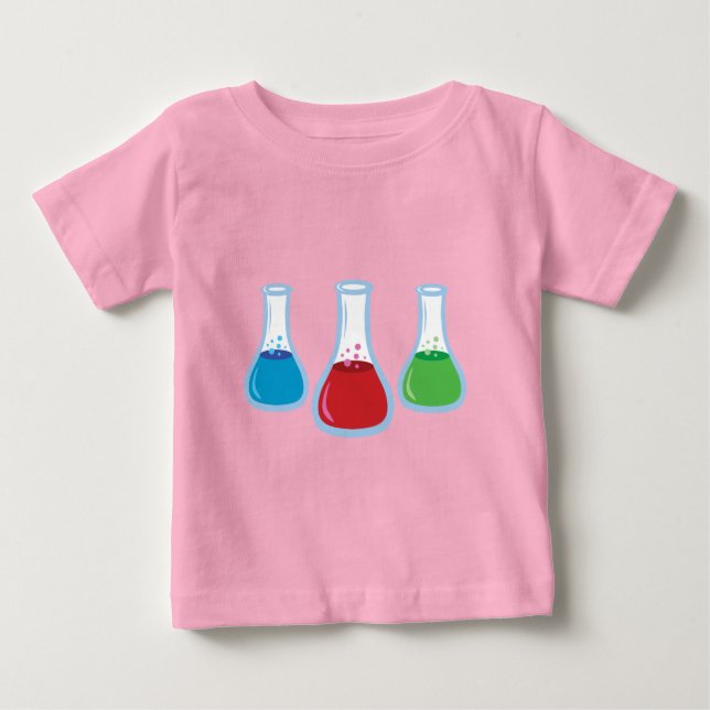 Camiseta Para Bebê Frascos de Ciência (Frente)