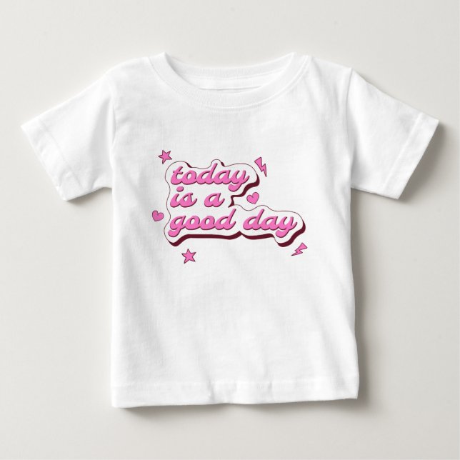 Camiseta Para Bebê Frase de menina estrelas corações raios (Frente)