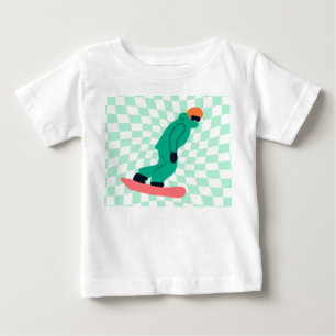 Camiseta Para Bebê Freeride Snowboarder Em Traje Verde Verificado
