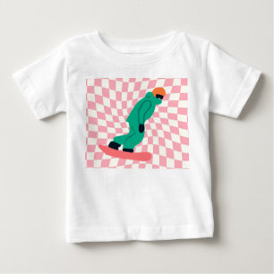 Camiseta Para Bebê Freeride Snowboarder Em Traje Verde Verificado