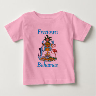 Camiseta Para Bebê Freetown, Bahamas com Casaco de Armas (Eleuthera)