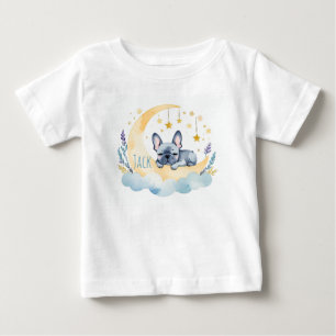 Camiseta Para Bebê French Bulldog Cachorrinho Fofo na Lua –