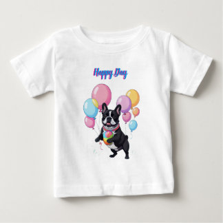 Camiseta Para Bebê French Bulldog Happy Day Französische Bulldogge 
