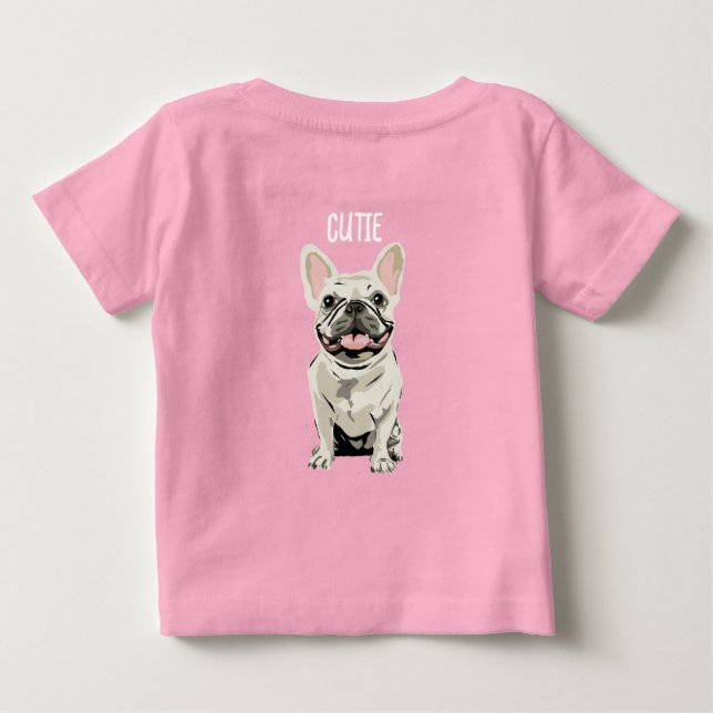 Camiseta Para Bebê Frenchie, cachorrinho (Verso)