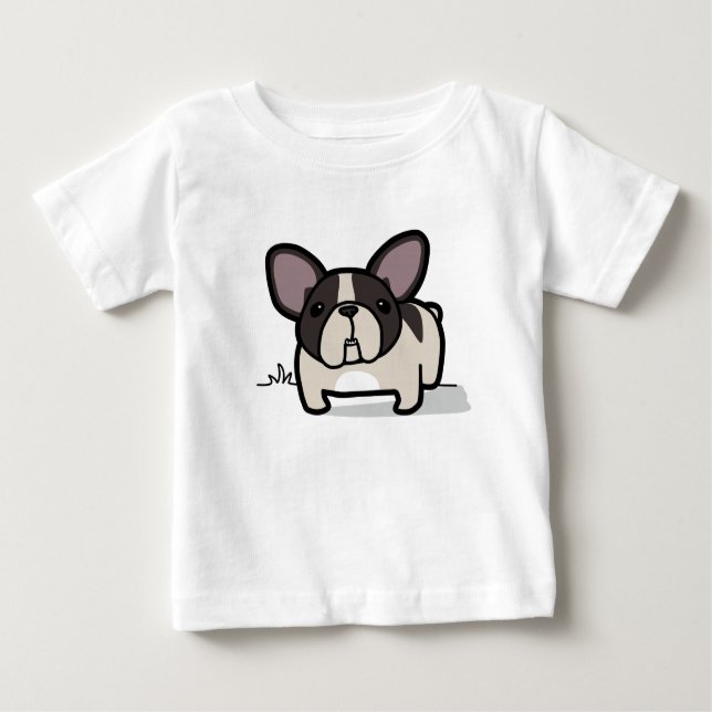 Camiseta Para Bebê Frenchie Pied rajado (Frente)
