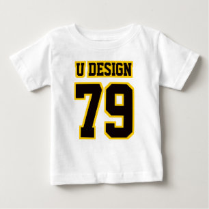 Camiseta Para Bebê Frente PRETO BRANCO DOURADO 3/4 Capa Raglan
